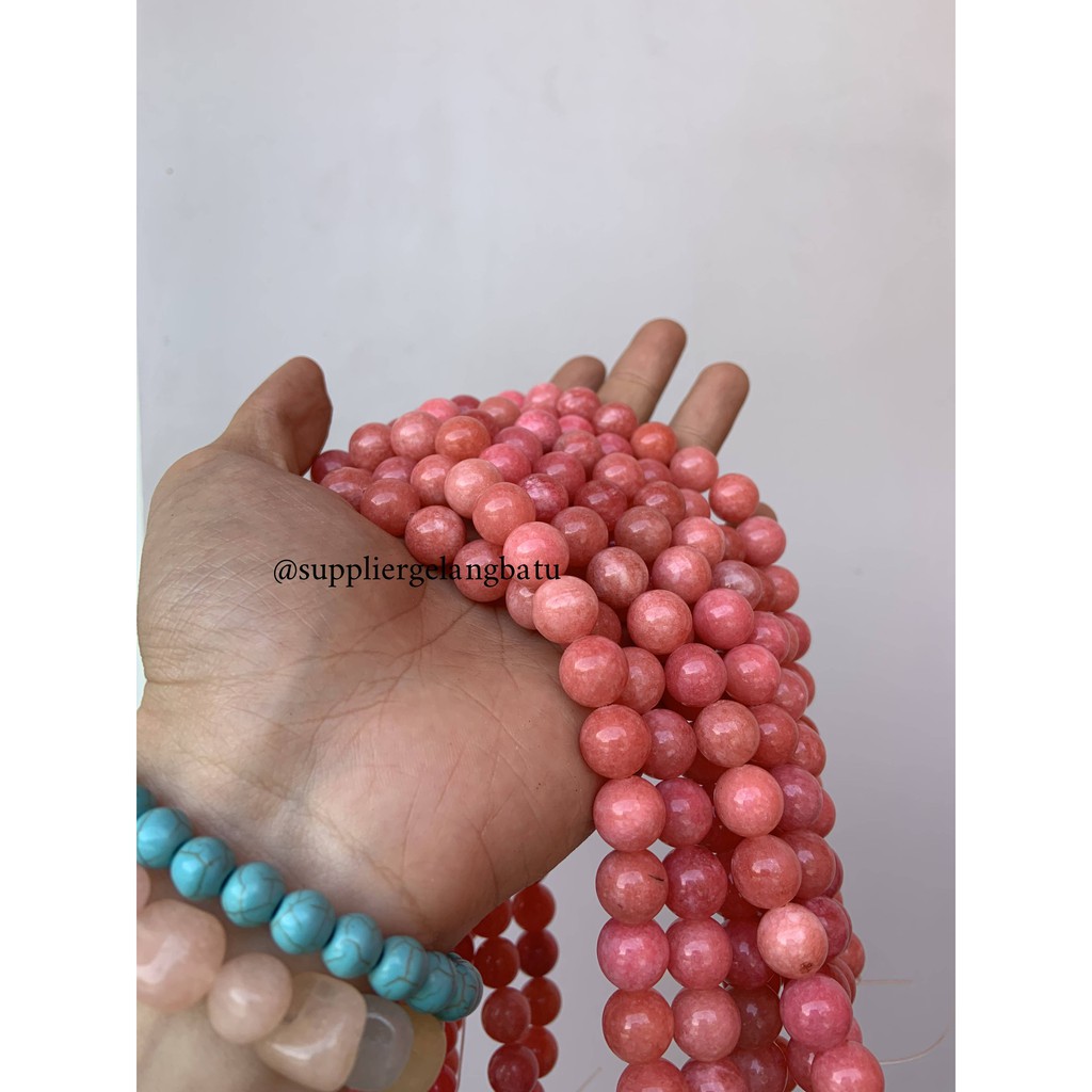 batu kristal red borneo pink 12mm banjar crystal stone healing serat