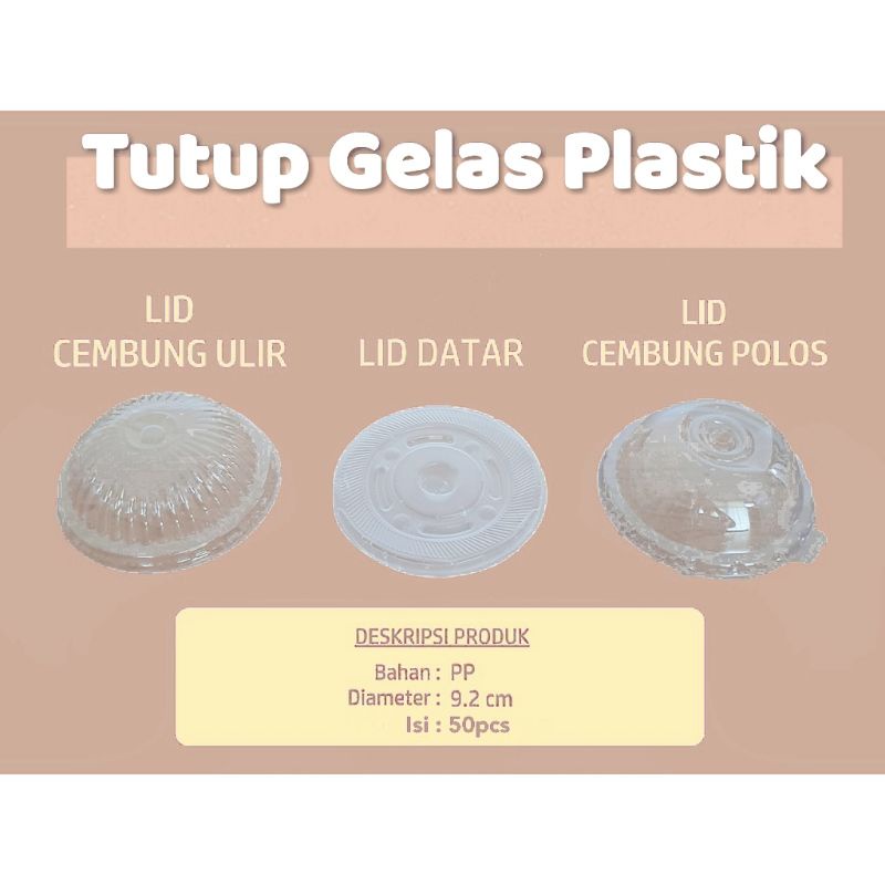 Tutup Gelas Pop Ice / Tutup Gelas Plastik Cembung Ulir Datar