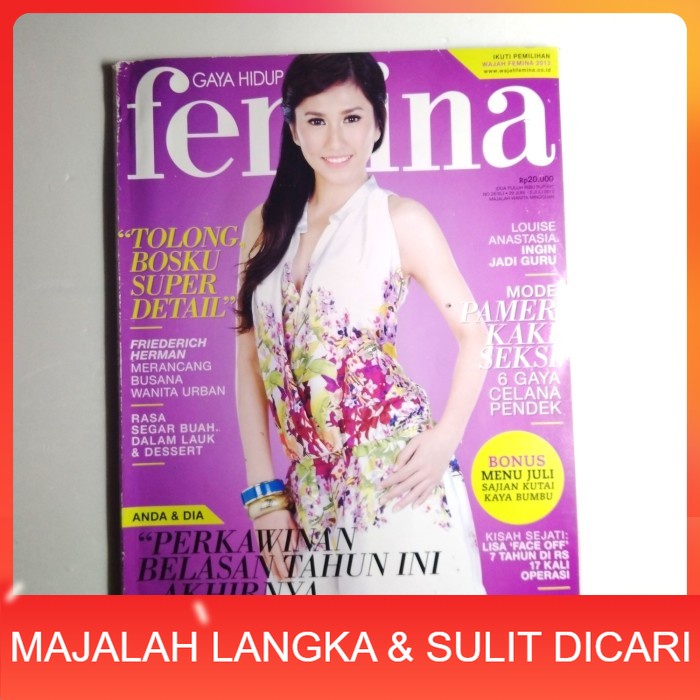 Majalah FEMINA No.26 Jul 2013 Cover LOUISE ANASTASIA Langka