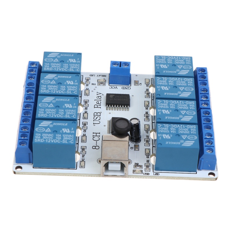 Btsg 8-Channel 12V Papan Relay USB, 8-Channel 12V Untuk DC Type-B USB Relay Board Module Controller Komputer Untuk Otomatiso