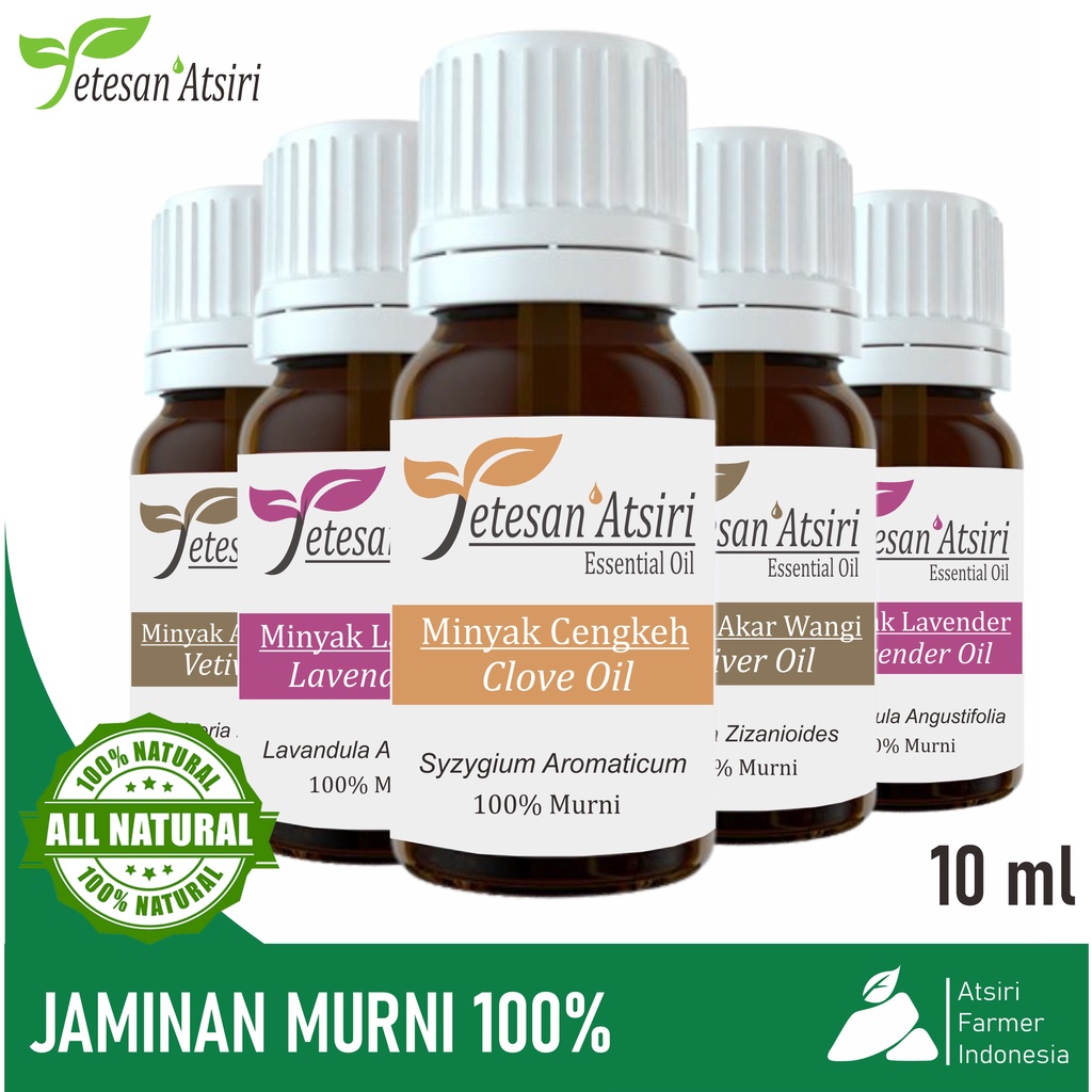 10ml minyak atsiri murni pure essential essensial esensial oil aromatherapy aromaterapi diffuser humidifier peppermint vetiver ylang cajuput kayu putih lavender nilam pala lemongrass cinnamon eucalyptus tea tree cajuput sereh wangi asli penyulingan