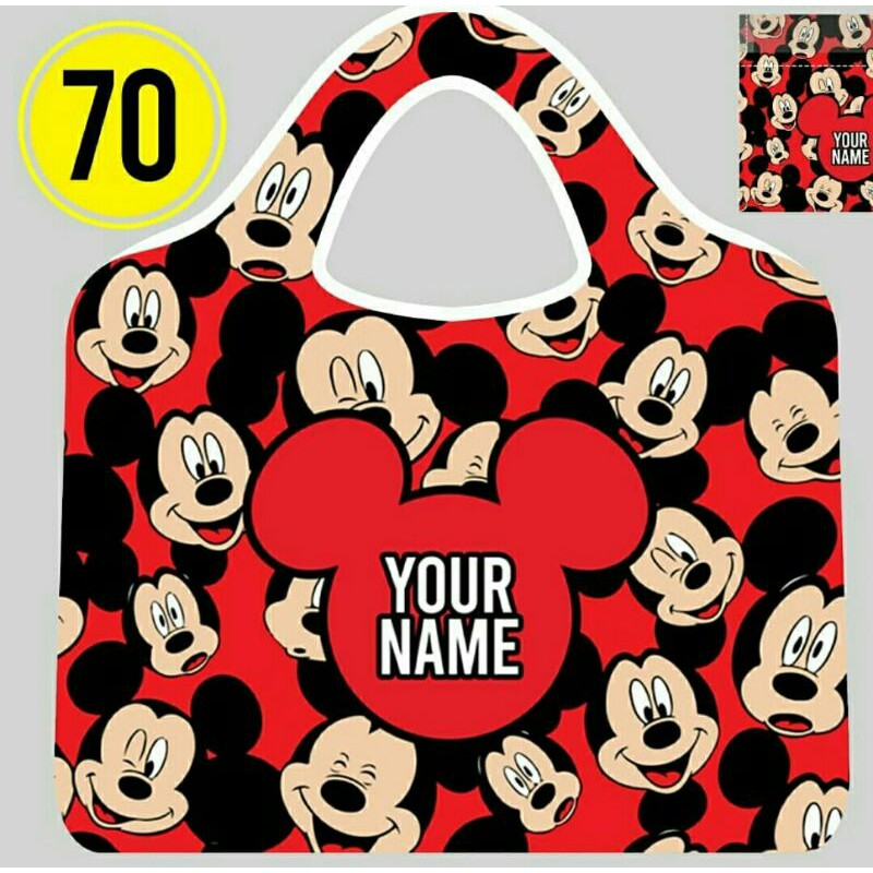 Tas Belanja Lipat Fashion Mickey Mouse Custom Nama (1 pcs)