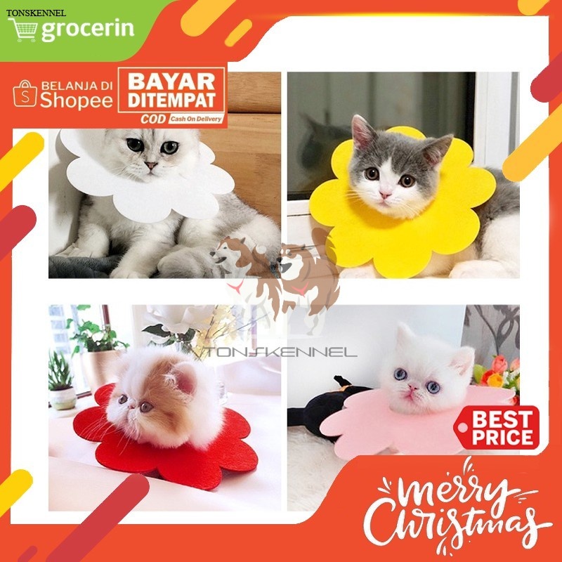 Corong Anjing Kucing Pet Cone/Elizabeth Collar Bunga Anti Gigit Anti Jilat Anjing Sakit Kucing Sakit