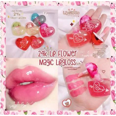 (cyber) cod promo lip Flower bunga bentuk hati 24k lipbalm