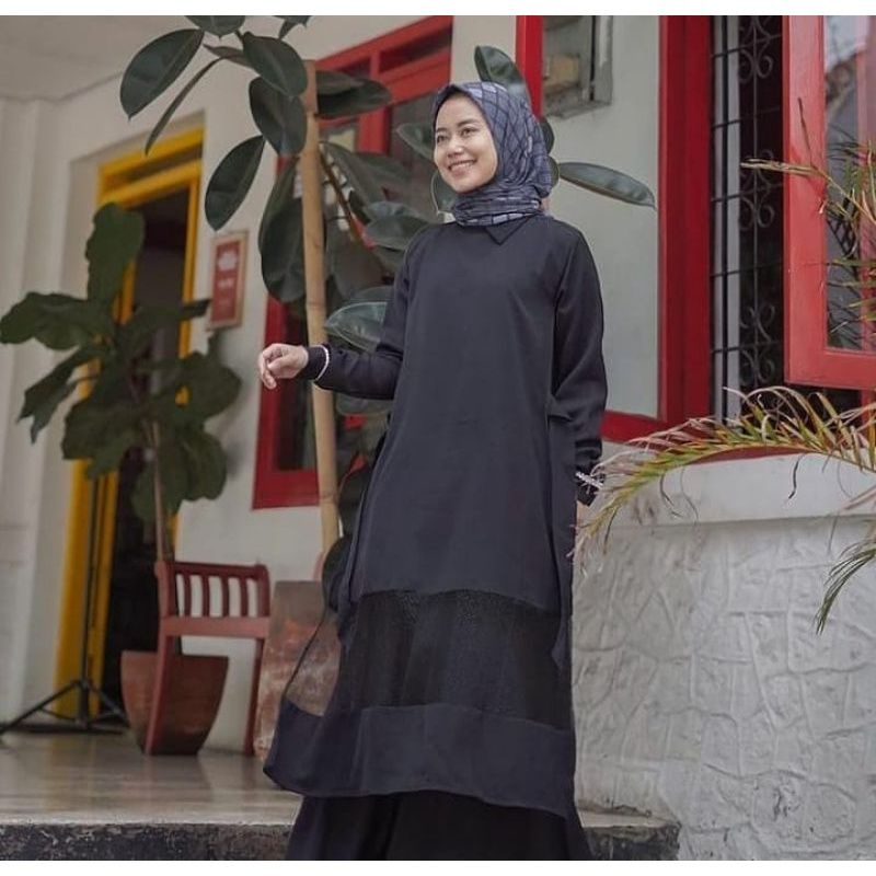 Gamis murah Preloved gamis dauky warna hitam dresscode emila size s