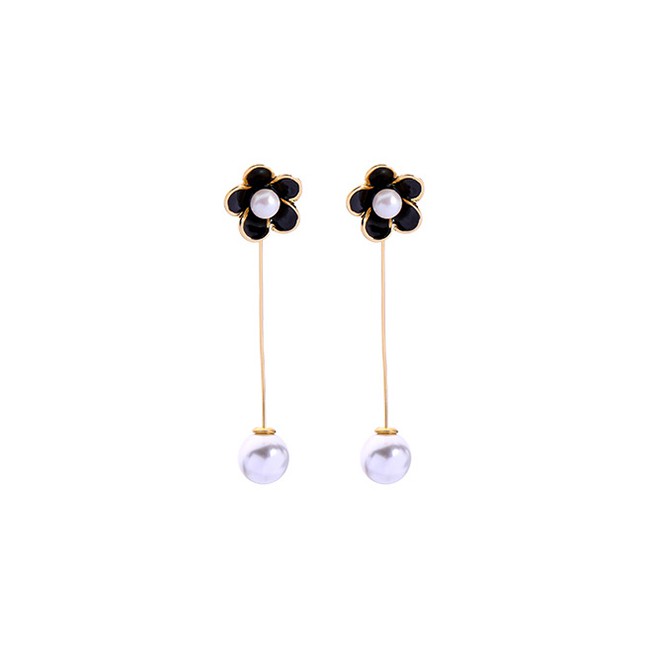 LRC Anting Tusuk Fashion Drop Oil Flower Pearl Earrings F696XX