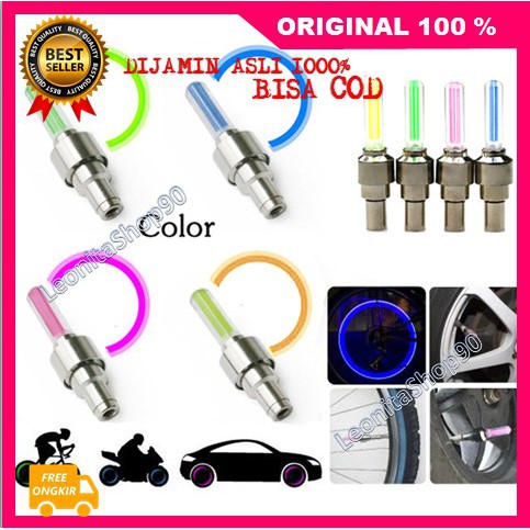 [BISA COD] Tutup Pentil Ban Nyala LED Untuk Sepeda - Motor - Mobil Asli Pasti Nyala