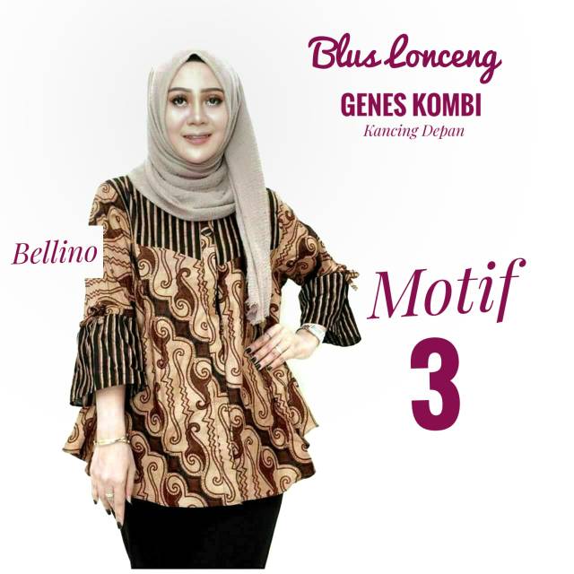Bellino - Blouse Batik Lengan Terompet/ Baju Atasan Batik Wanita Kancing Depan/ Blus Batik kondangan-3