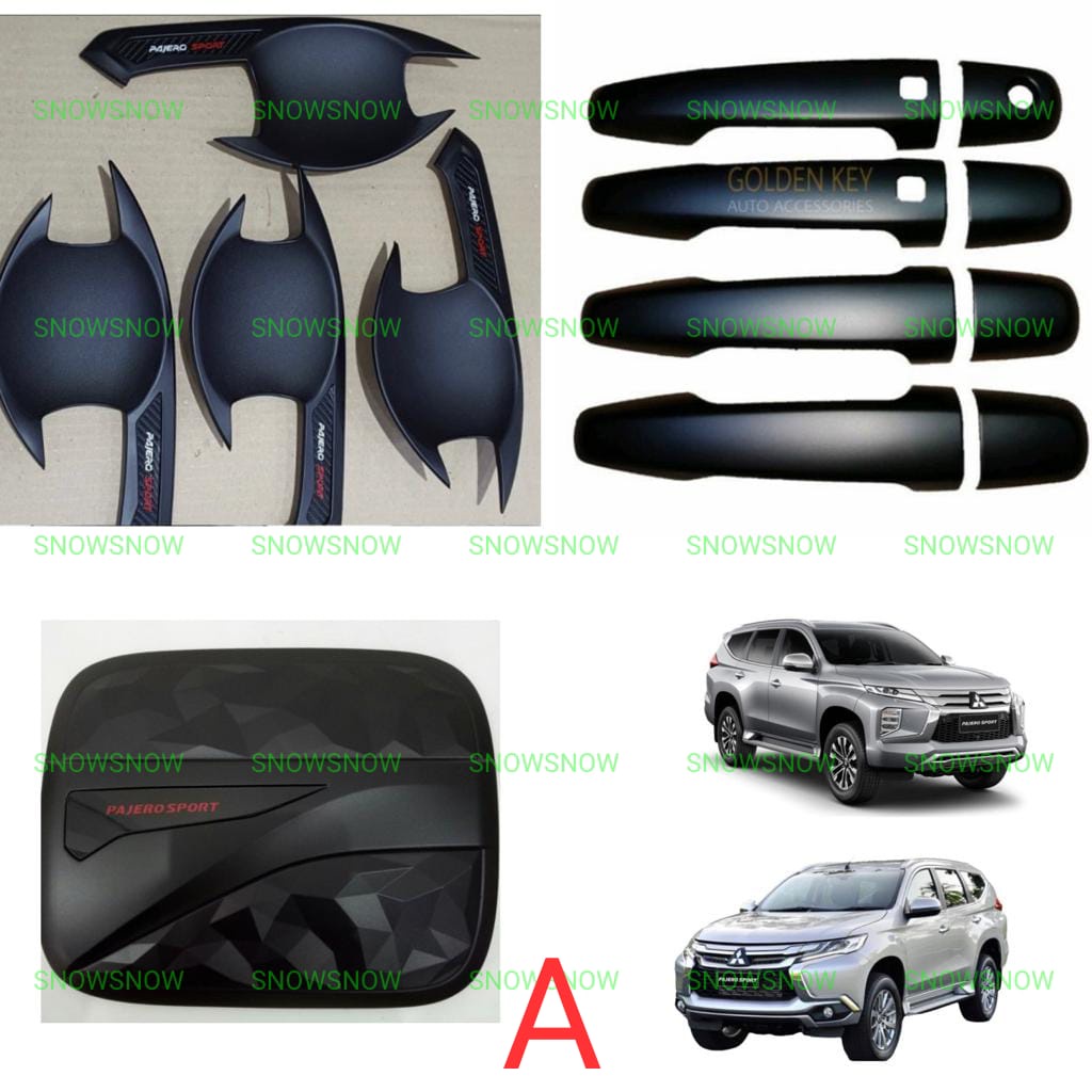 Paket Outer Handle Tank Cover All New Pajero 2016 2022 UP Hitam Chrome