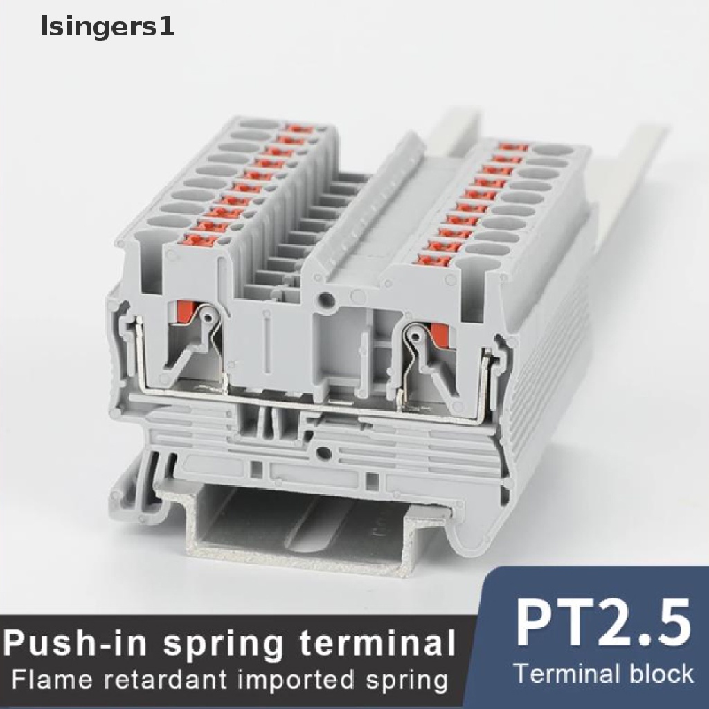 (lsingers1) 10pcs Din Rail Terminal Block PT-2.5 Tanpa Sekrup