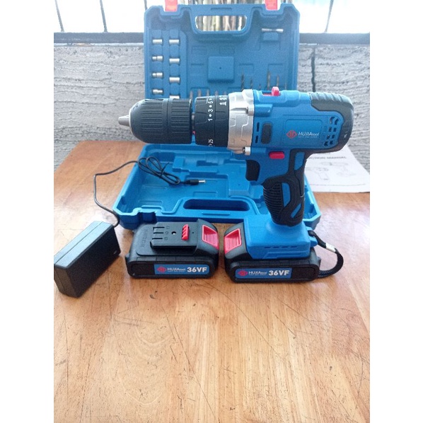 Mesin Bor Beton Tembok Cordless Impact Drill Set 13mm Lengkap