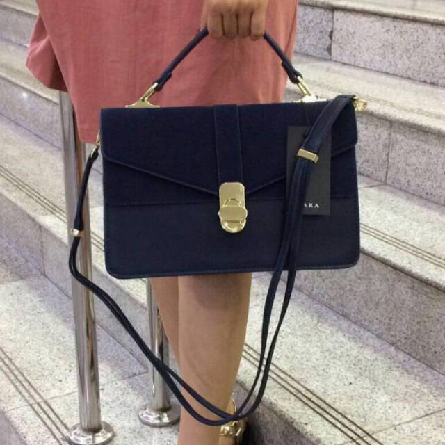 Zara city bag with split suede flap