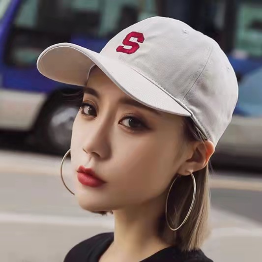 Topi Baseball Wanita Casual Korean Fashion Dengan Bordir Tulisan S Import