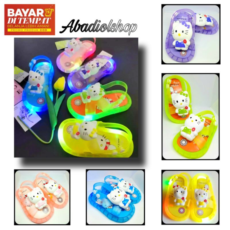 sandal Led Wanita Karakter Boneka HELLO KITTY Lucu Bisa Nyala /  Sandal Bayi HELLO KITTY Dengan Tali Belakang Terbaru / SANDAL JEPIT BISA NYALA / SANDAL LED IMPORT /SANDAL JEPIT ANAK-ANAK / SANDAL JEPIT MOTIF HELLO KITY / SANDAL TRENDY ANAK / SANDAL JEPIT