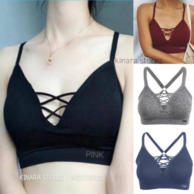 Kinarastorez - Bra sport PINK olahraga senam gym fitness wanita 659