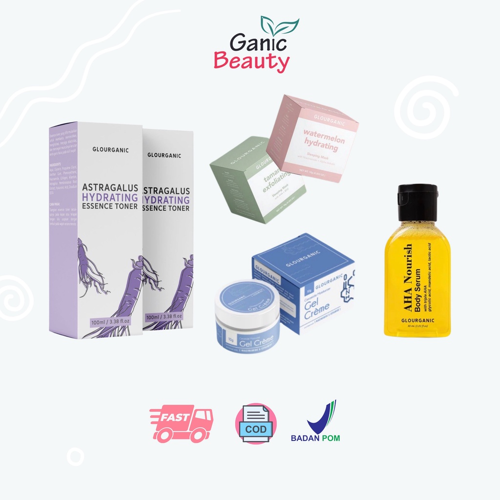 Glourganic Skincare Sleeping Mask Toner Moisturizer Serum Face wash