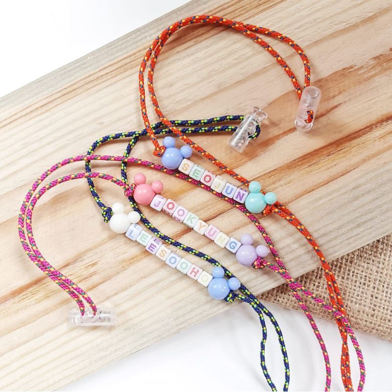 Strap Masker Anak /Kalung Masker Anak / Strap Masker Dewasa / Strap Masker Custom Nama