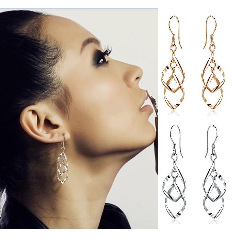 Anting Tusuk E79 DOUBLE LAYER  Korea Fashion Women Titanium Alloy Earring Giwang Wanita