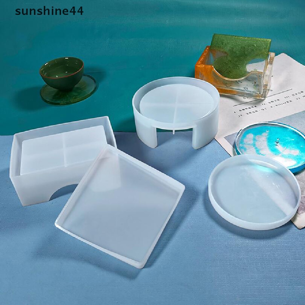 Sunshine 5Pcs Cetakan Tatakan Gelas Bahan Silikon Epoxy Resin DIY