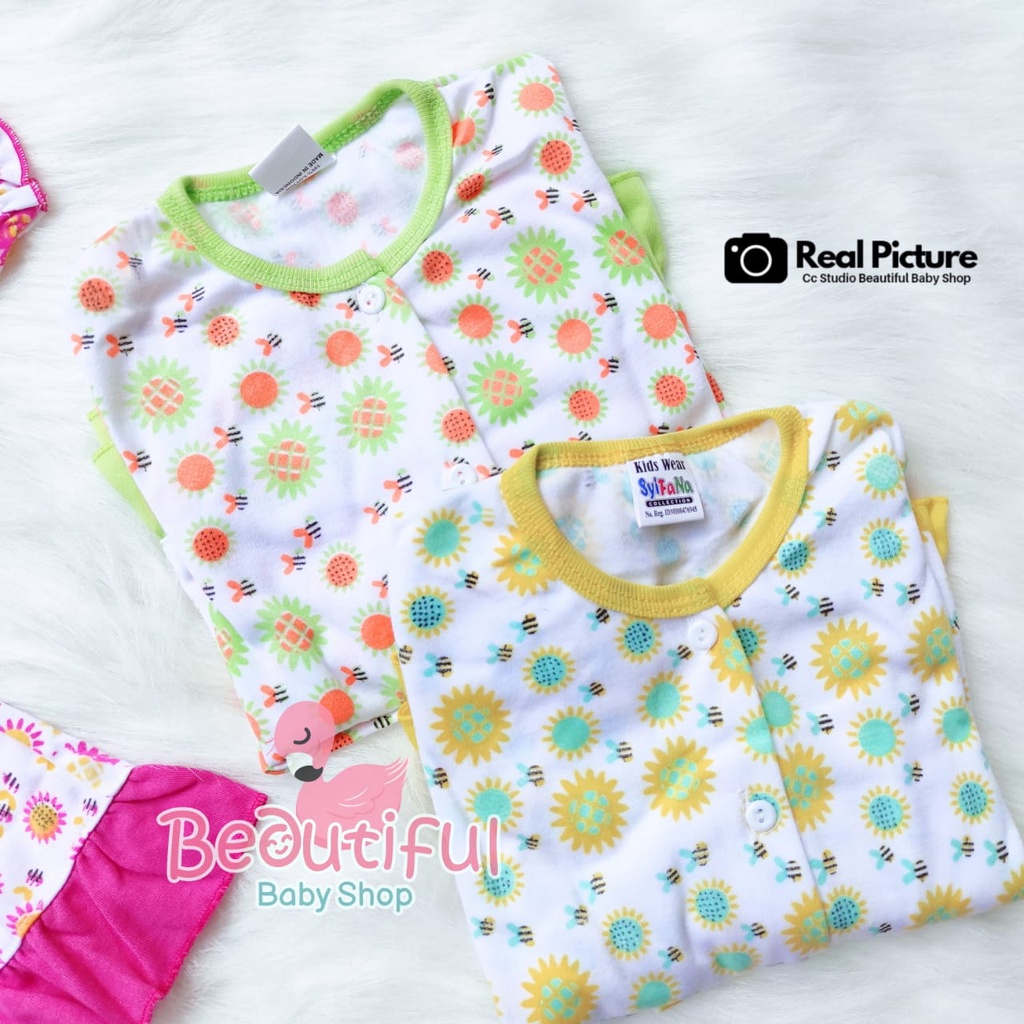 Baby.ou - Setelan Baju Bayi Lengan Panjang Celana Panjang Motif Sunflower / Setelan Piyama Bayi Perempuan 3-12 Bulan / Baju Bayi Perempuan Syifana