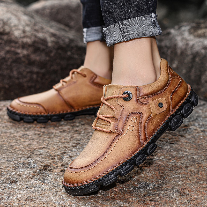 Sepatu Hiking Pria Original Casual Mendaki Sepatu Tracking Gunung Outdoor Anti Slip Kulit Asli Touring Shoes 003