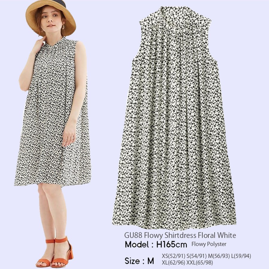 GU 773 Flowy Shirt Dress Wanita Branded