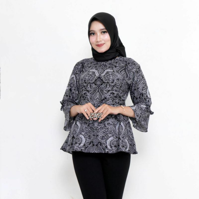tey-17 Batik Wanita ASJ SA HRB026 Kenogo Kemeja Tosca Pendek-Model 11