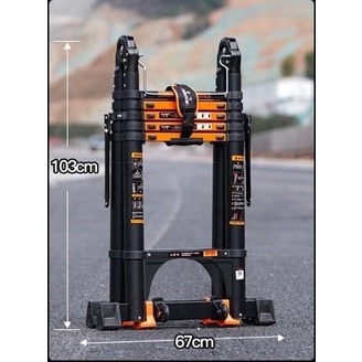 Tangga Lipat 2.5+2.5 Teleskopik Telescopic Double Aluminium Alumunium