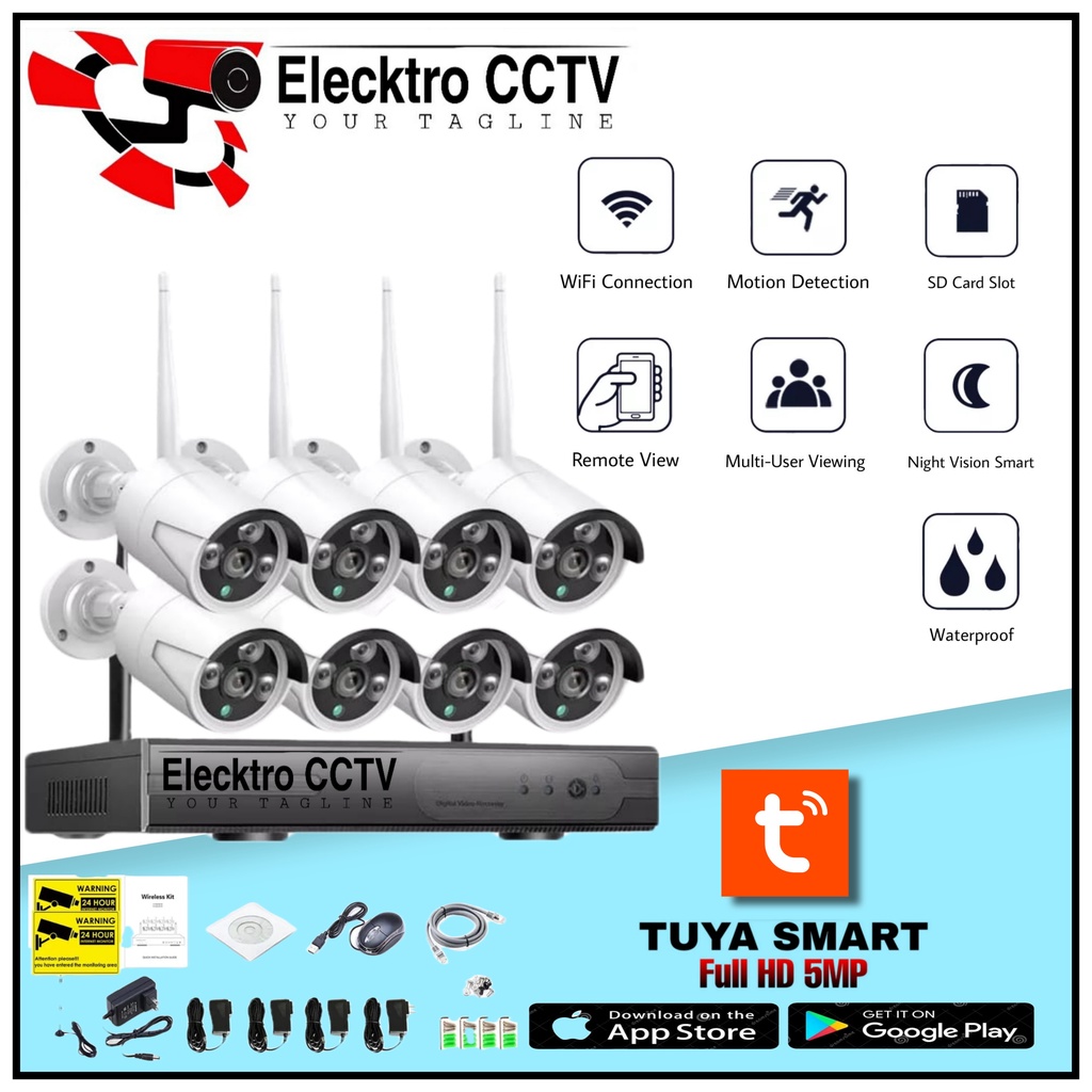 PAKET KAMERA CCTV WIRELESS 8CAMERA 5MP 1080P NVR KIT 8CH TANPA KABEL