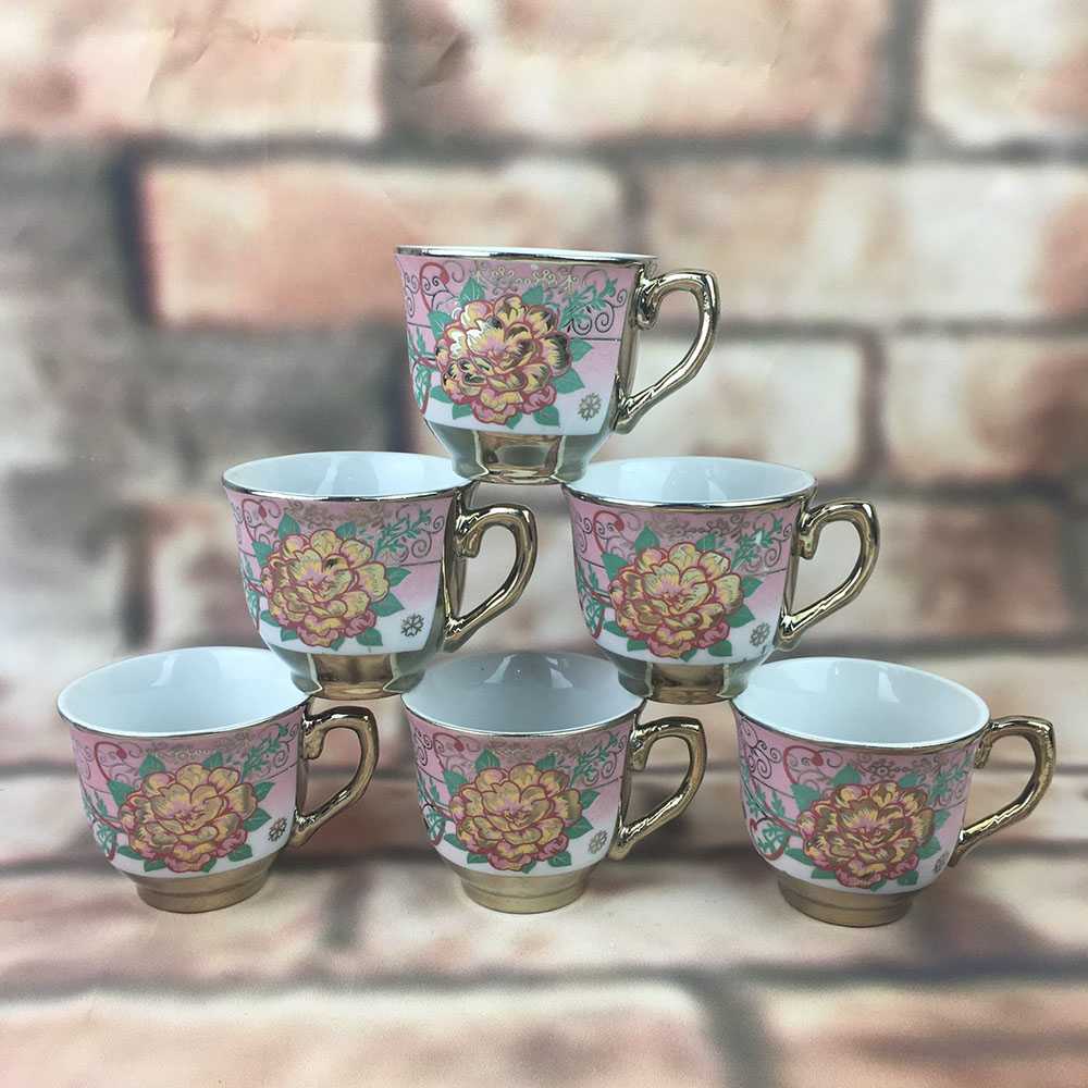 Cangkir Keramik Set 6 in 1 European Style / Gelas Cangkir Mug Keramik Kopi Teh Tea Air 1 Set Unik Couple Lucu Antik Jepang Korea Mini Kecil Murah / Tea Pot Keramik Set Elegant Chinese / Set Cangkir Gelas Teh Kopi Keramik Ungu Motif Cantik European Vicenza