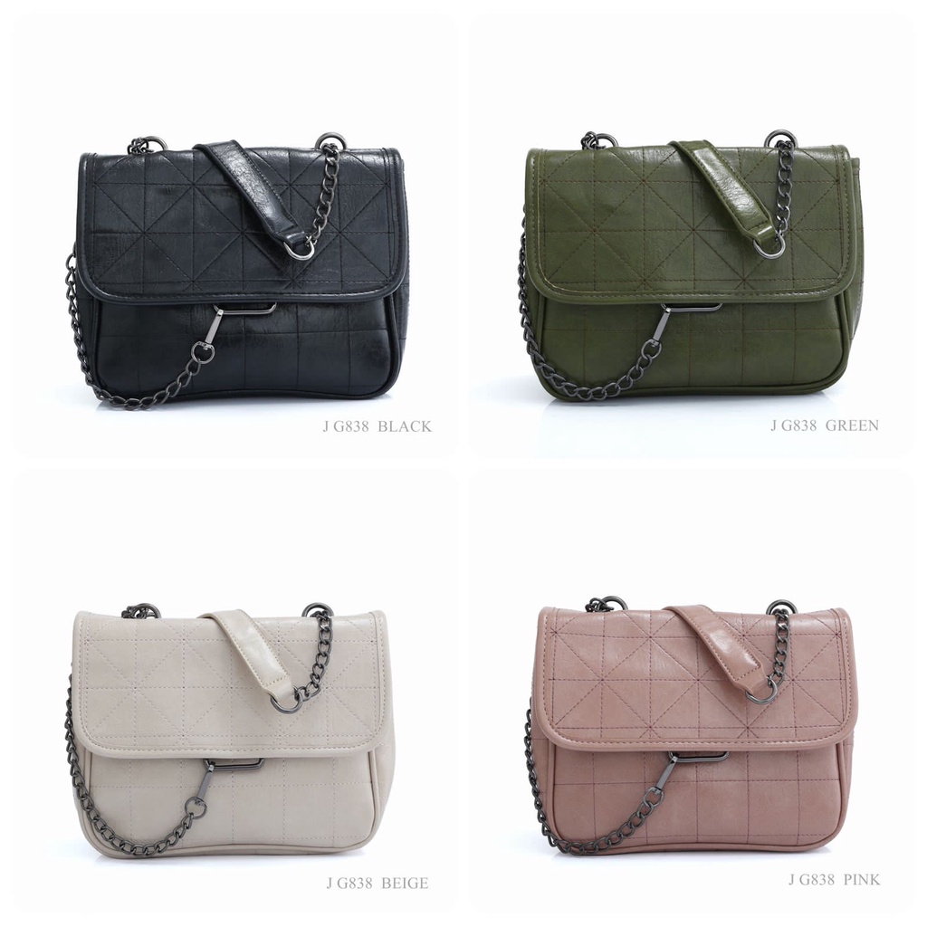 TAS SELEMPANG FLAP BAG CHAIN LEATHER DOVE DELIA BAG 838