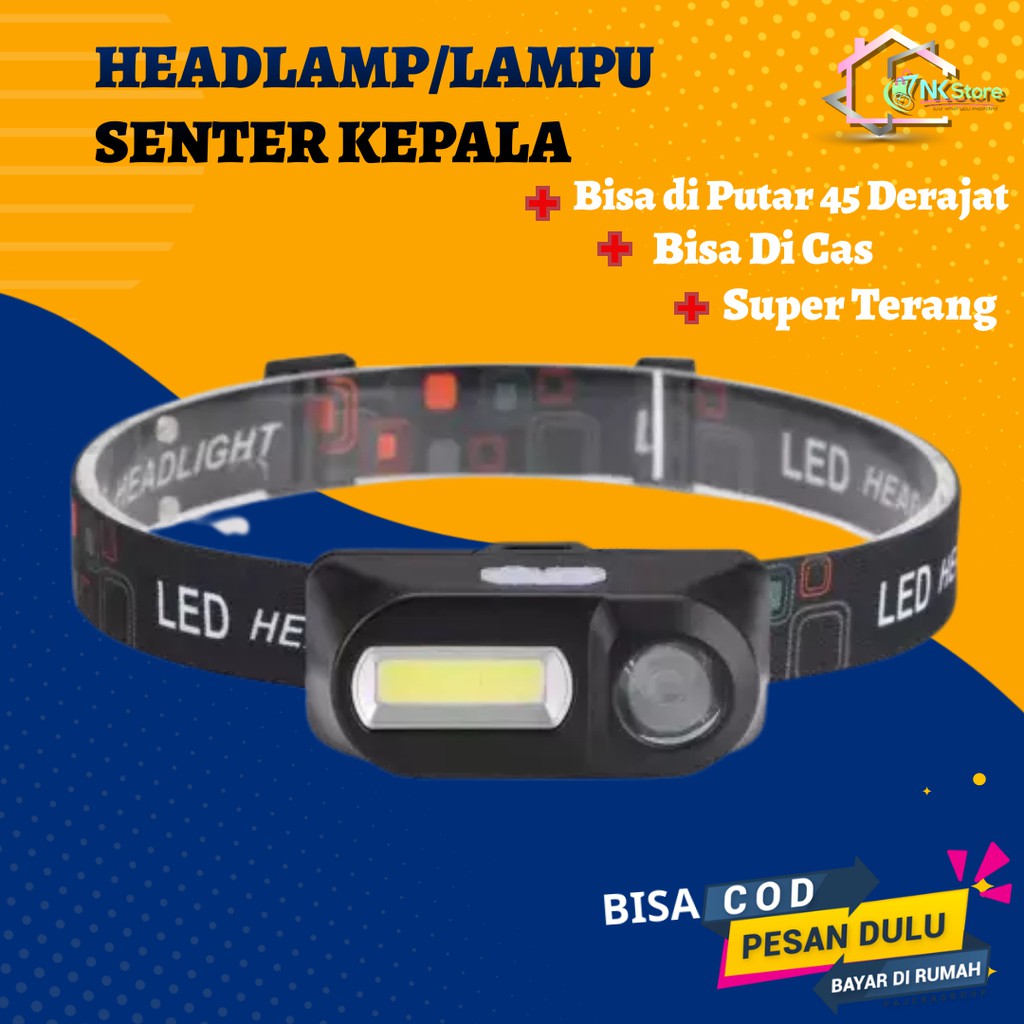 Lampu Senter Kepala Led Headlamp Outdoor  Flashlight Headlight BISA DI CAS Murah Dan Tahan Lama
