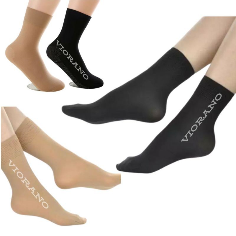 Kaos Kaki Wanita Di Atas Mata Kaki Warna Kulit Dan Hitam Kaos Kaki Cewek Menyerupai Stocking