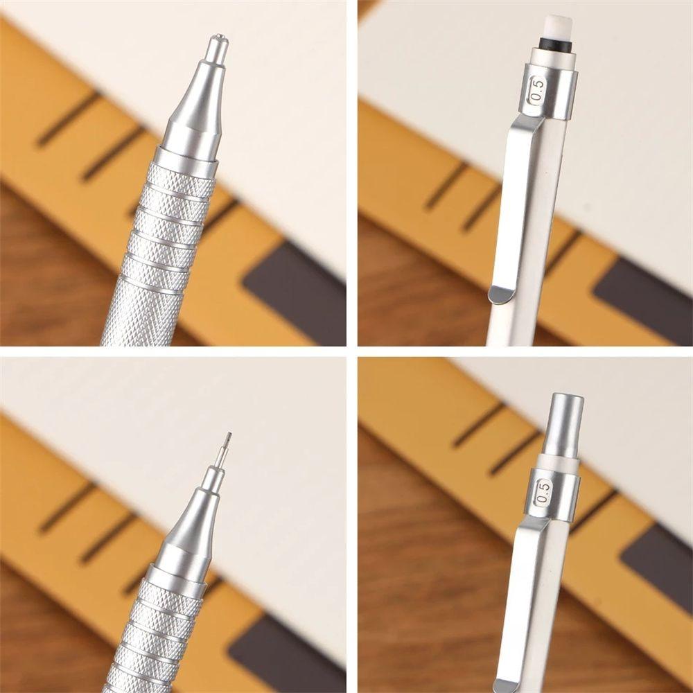 Mxbeauty Pensil Mekanik Perlengkapan Tulisan Kantor Siswa Cangkang Logam 0.5mm Pensil Otomatis