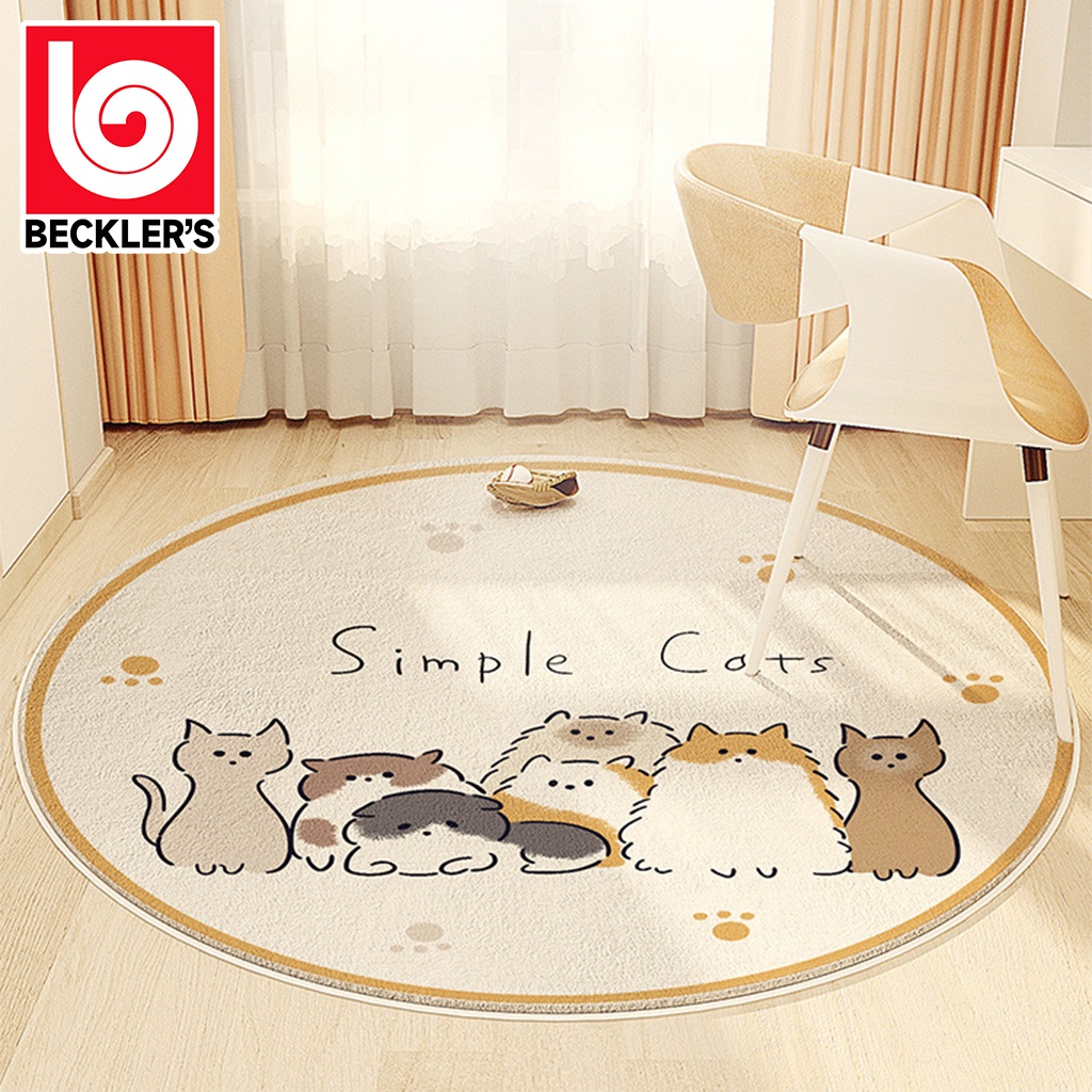 Karpet Lantai Anti Slip Minimalis Modern Bulat Elegan Estetik Ruang Tamu / Ruang Kamar Tidur 7 Motif