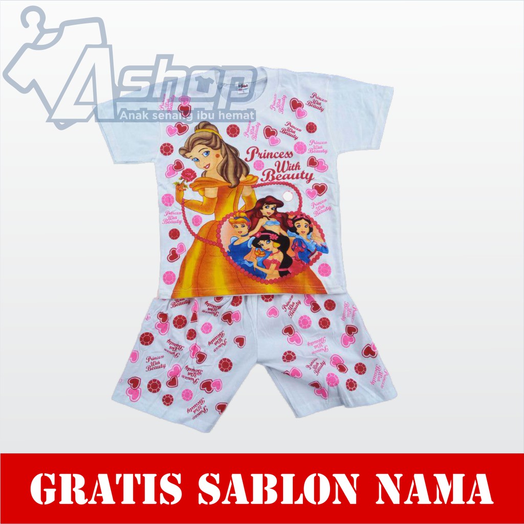 Baju Anak Setelan Princes Setelan Perempuan Murah Gratis Custom Nama