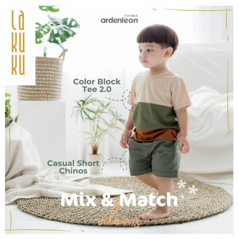 Lakuku - Ardenleon Color Block Tee 2.0 Atasan Anak Unisex Kaos Cotton Combed 3 Warna