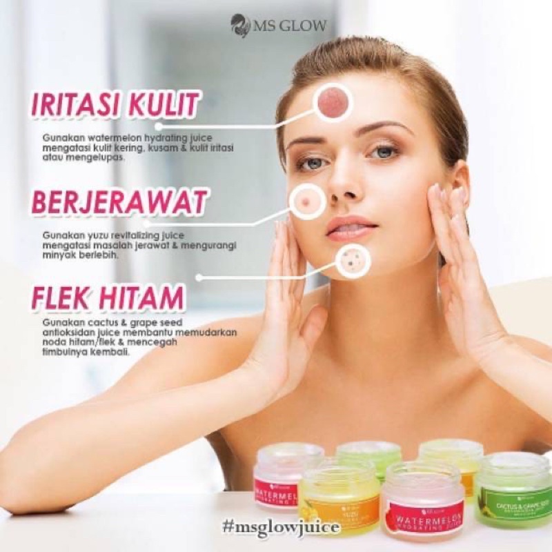[ exp 2026 ] MS GLOW HYDRATING JUICE MOISTURIZER YUZU WATERMEON CACTUS AND GRAPE