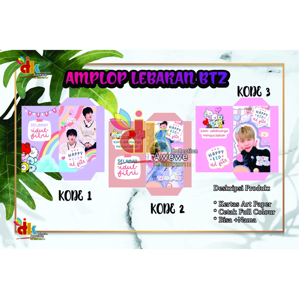 

AMPLOP LEBARAN BTS/ K POP/ OPPA( TANPA LIPAT/PANJANG)