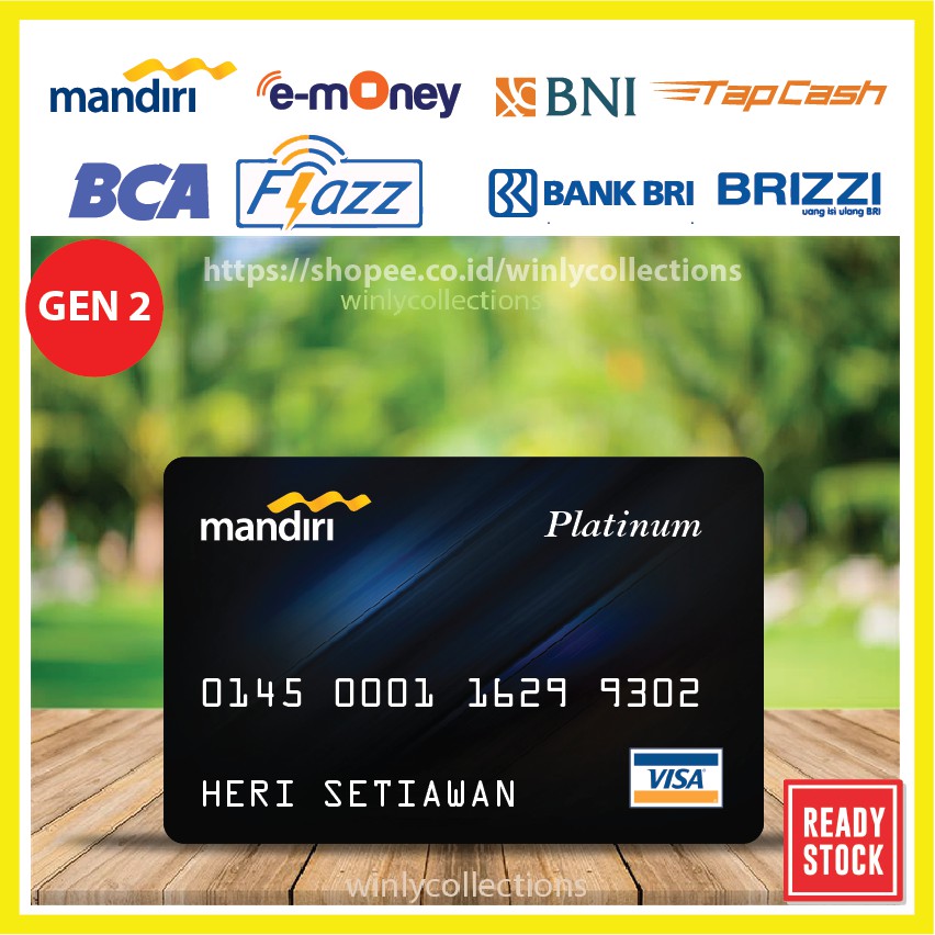 KARTU EMONEY DEBIT CARD PLATINUM VISA ETOLL MANDIRI FLAZZ BCA BNI TAPCASH BRIZZI BRI - 1 SISI