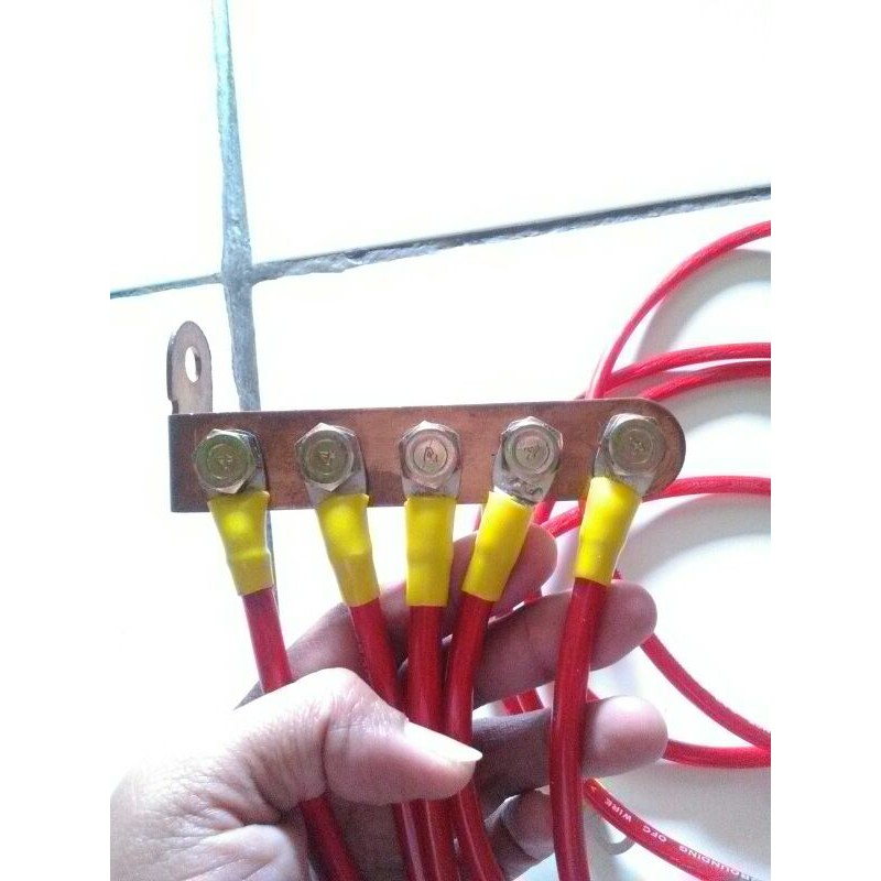 Kabel Grounding 5 Titik Merah Untuk Grounding Mobil