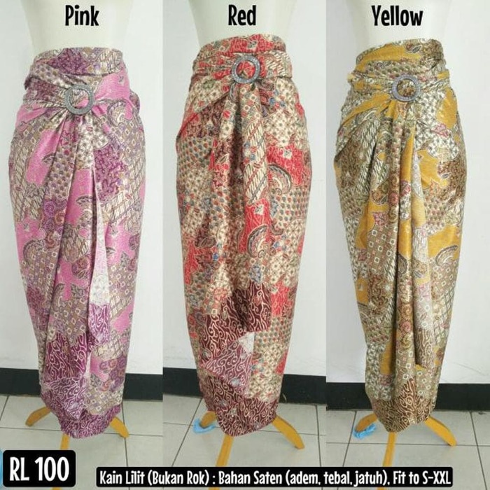 Rok Lilit / Kain Lilit Bawahan Kebaya Motif Mojang Pink , Merah, Yellow