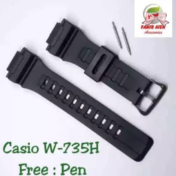 STRAP TALI JAM TANGAN CASIO W-735H W735-H W735 H W-735-H FREE PEN