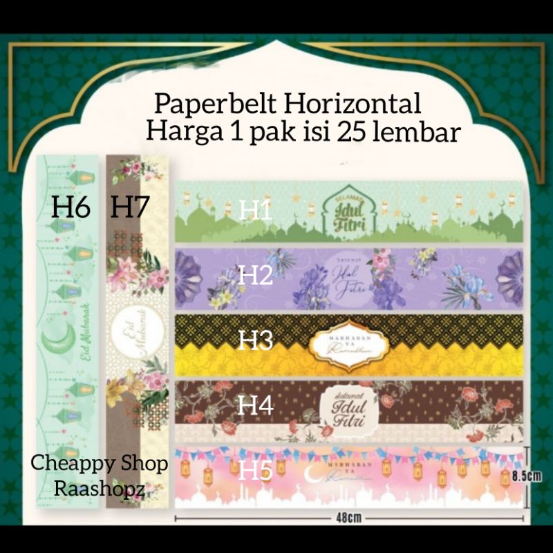 25pcs Paperbelt Lebaran Datar Paper belt Lebaran Paperbelt Horizontal Idul Fitri Paper belt Lebaran 