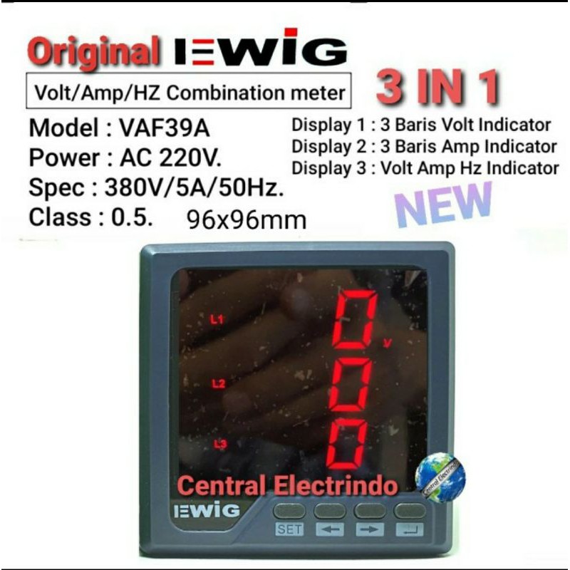 Digital Multi Meter New Volt Amp HZ VAF39A 96 X96mm EWIG.