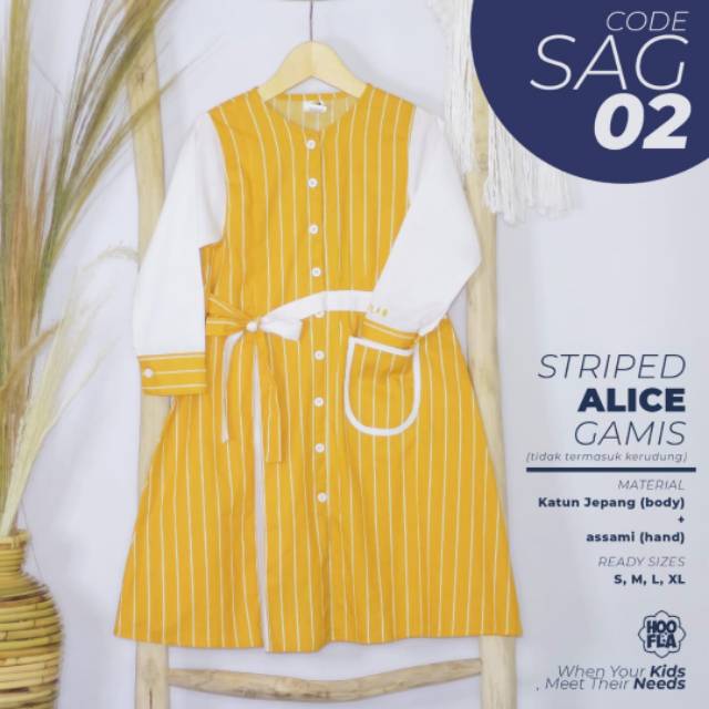 BISA COD - STRIPED ALICE GAMIS by Hoofla / Gamis anak perempuan / fashion muslim