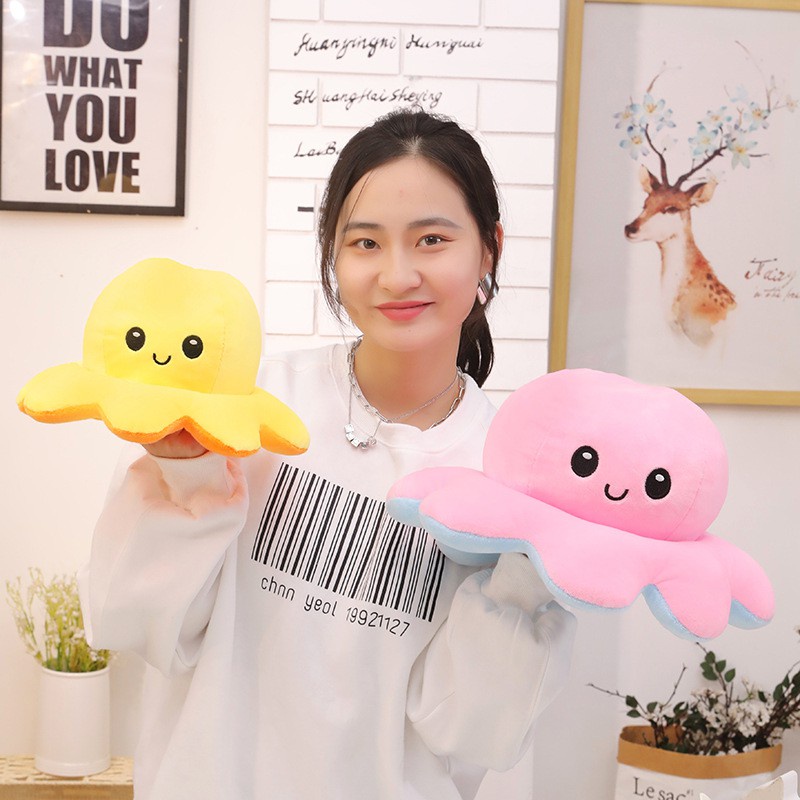 Soft plush Cute Toys Reversible Bipolar Oktopus Doll Toy Plush Mood Switcher ukuran 23 cm