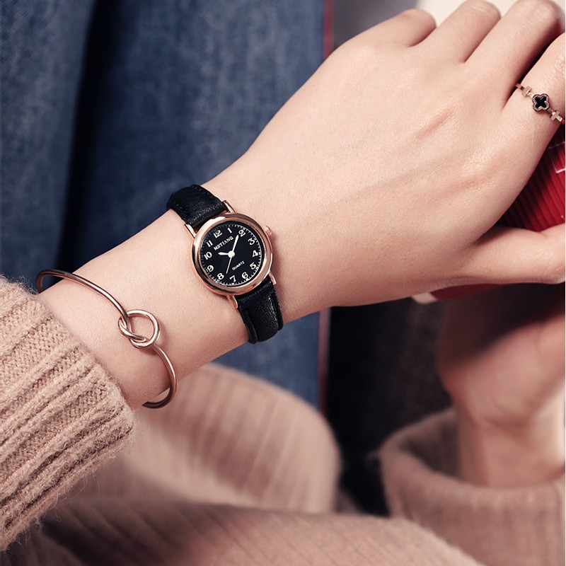 Watchyou Jam Tangan Wanita INS Fashion Kulit Retro Round Small Women Watches Analog-6