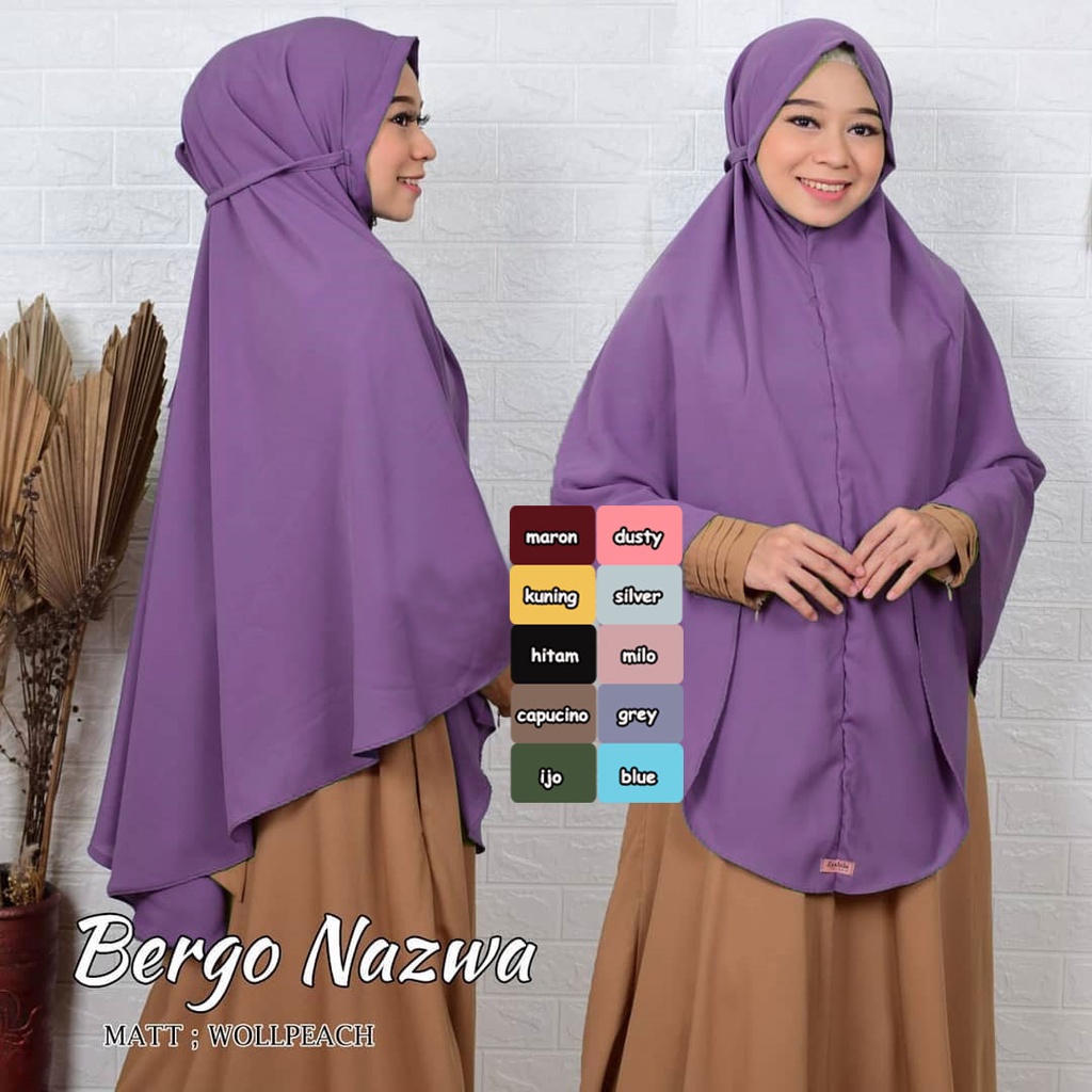 Bergo Maryam Wolfis Ukuran XL / Hijab Instant Jumbo / Khimar  sisesa hijab polos jumbo