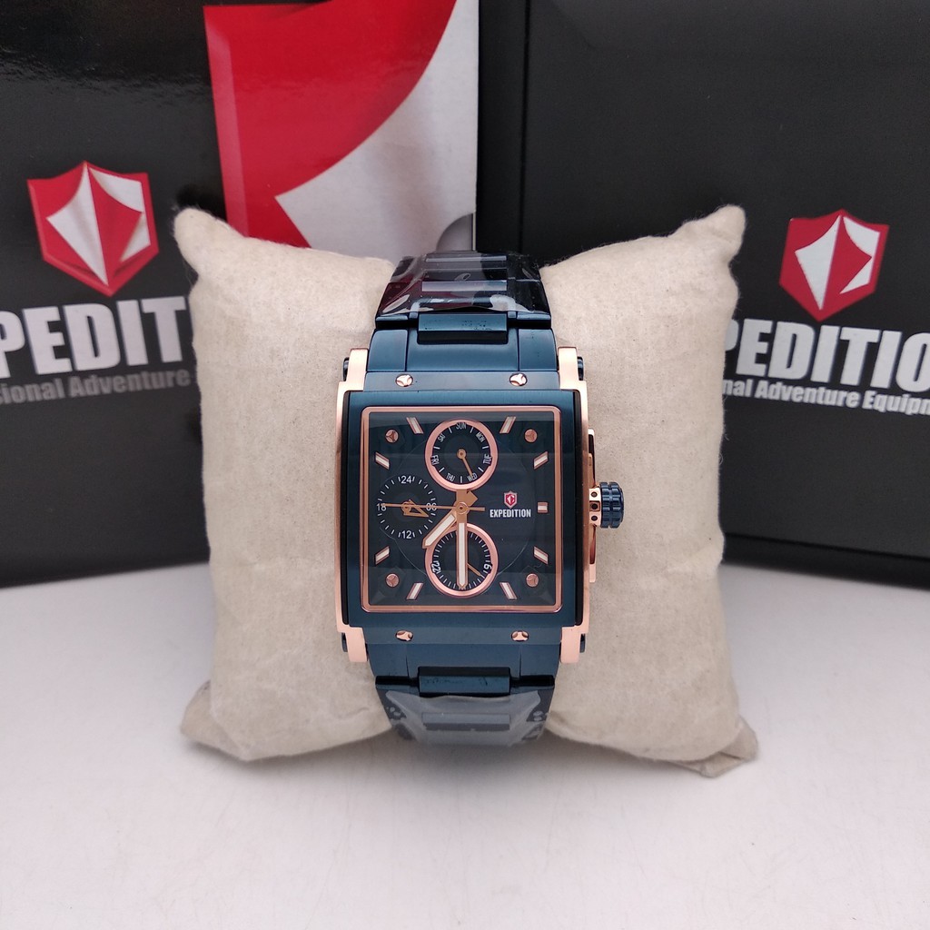 Expedition E6731 Rose Gold rantai Navy Blue for Ladies Original